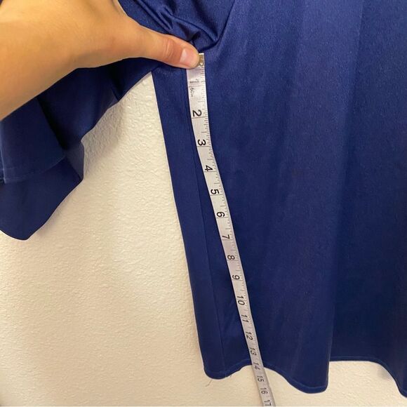 Kelle dance costume blue wide leg unitard jumpsuit custom rhinestone child MC - Picture 13 of 15